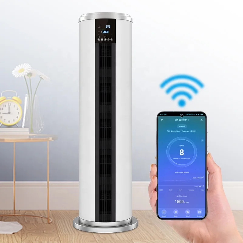 Cylindrical Large Air Purifier For Home Air Freshener Machine With Wifi Wall Mounted Air Purifier For Home Large Room