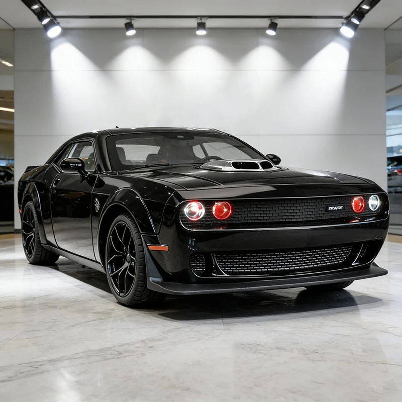 1:18 Challenger SRT Hellcat Redeye Legierung Druckguss-Spielzeugauto-Modell mit Sound und Licht Kinderspielzeug Sammlerstück Geburtstagsgeschenk