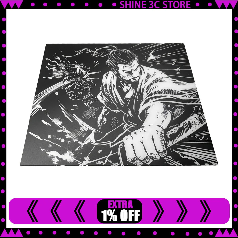 PAN Musashi Wind Tempered Glass Mouse Pad 490x420mm Samurai Gaming Desk Mouse Mat for FPS Esports PC Gamer Accessory