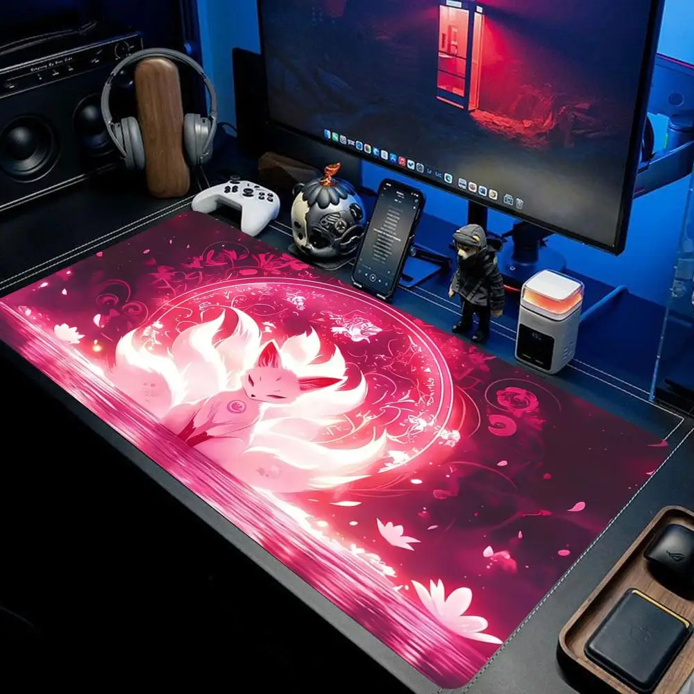 Pink Fox Mouse Mat Anime Kawaii Cute Mousepad Natural Rubber Gaming Table Pad Extra-large size Office Computer Mouse Mats HYBXXC