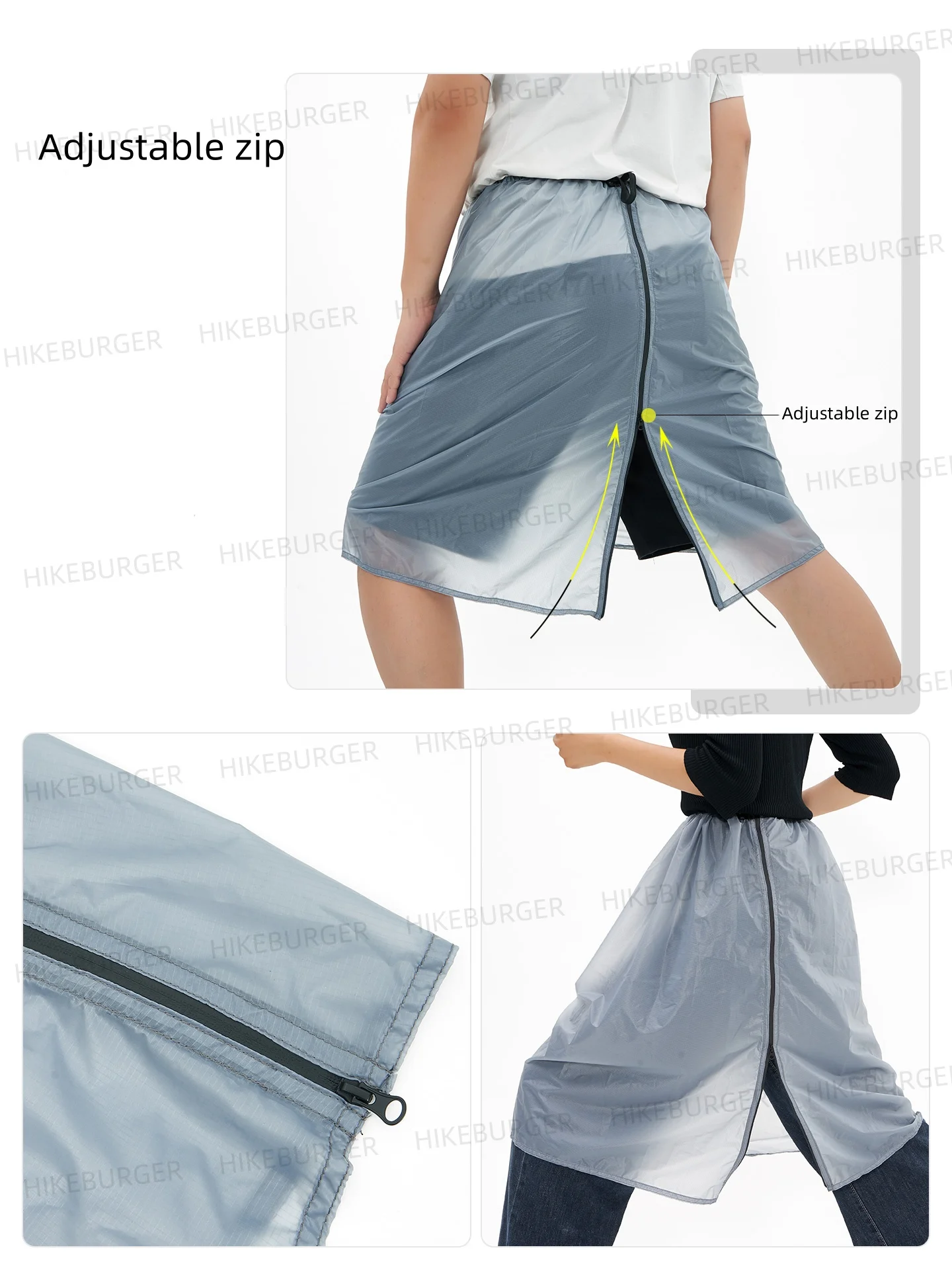 ASTA GEAR Outdoor-Regenkilt, ultraleicht, tragbar, 15D-Silikonbeschichtung, Regenrock, wasserdicht, winddicht, Wandern, Bergsteigen – Detail 3