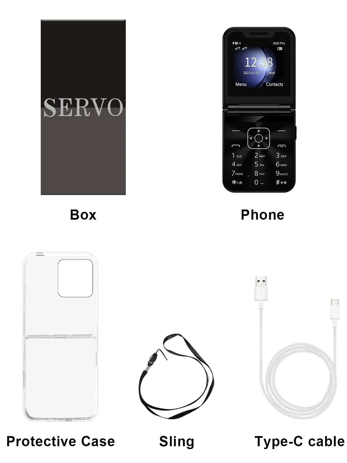 SERVO Foldable Mobile Phone 2.4inch Display Dual SIM Call Recording Speed Dial Flashlight FM Radio 2G GSM Button Flip Cellphones