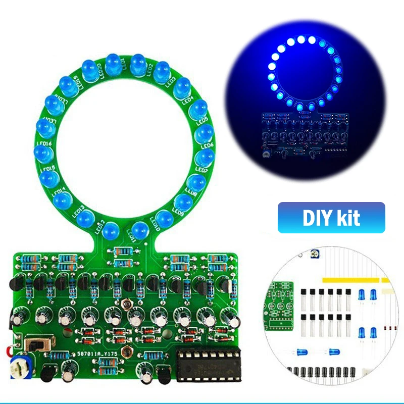 CD4017 Ring Shaped Gradient LED Water Lamp DIY Electronic Kit Welding Manufacturing Parts For Physics Experiment Teaching