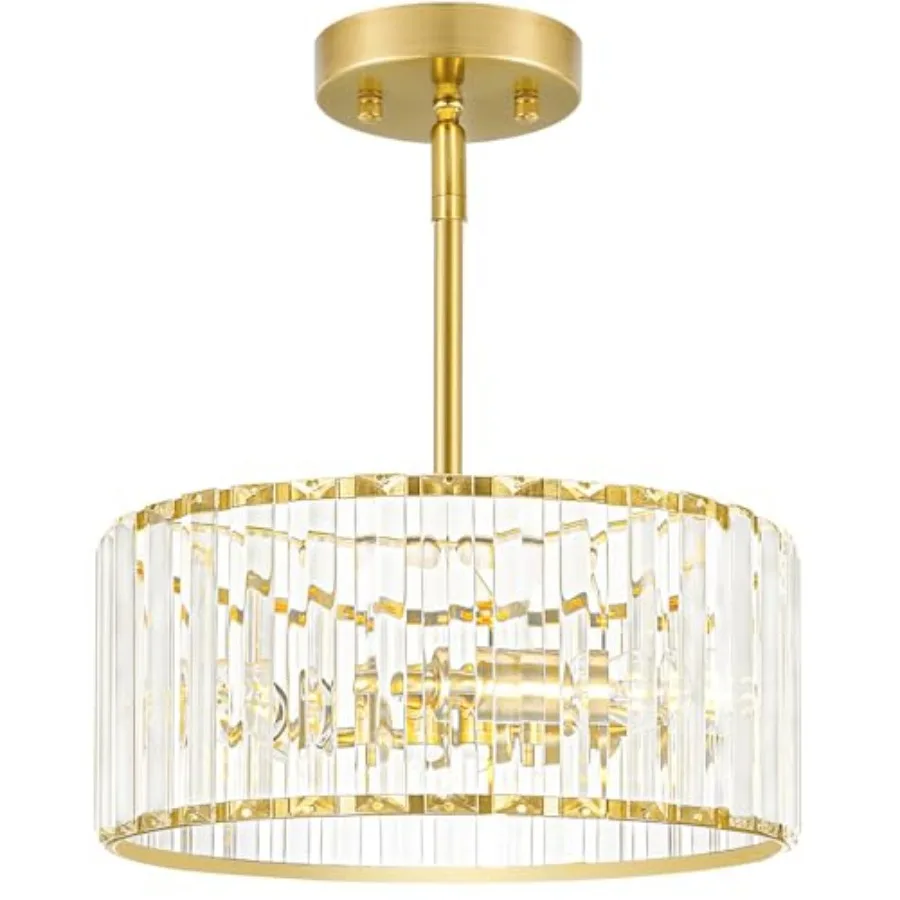 

Хрустальная люстра для столовой, 3-ламповый современный полувстраиваемый потолочный светильник, круглые подвесные светильники для кухни