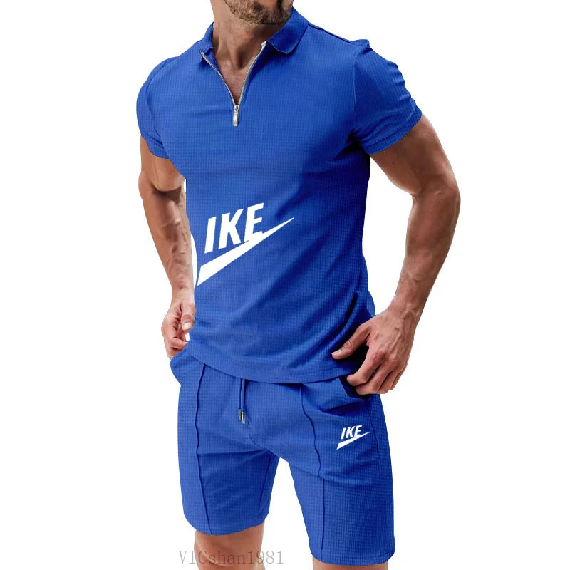 Men\'s wear Summer casual fashion sportwear set Quick drying Short sleeve T-shirt + Jogging shorts two-piece ropa barata