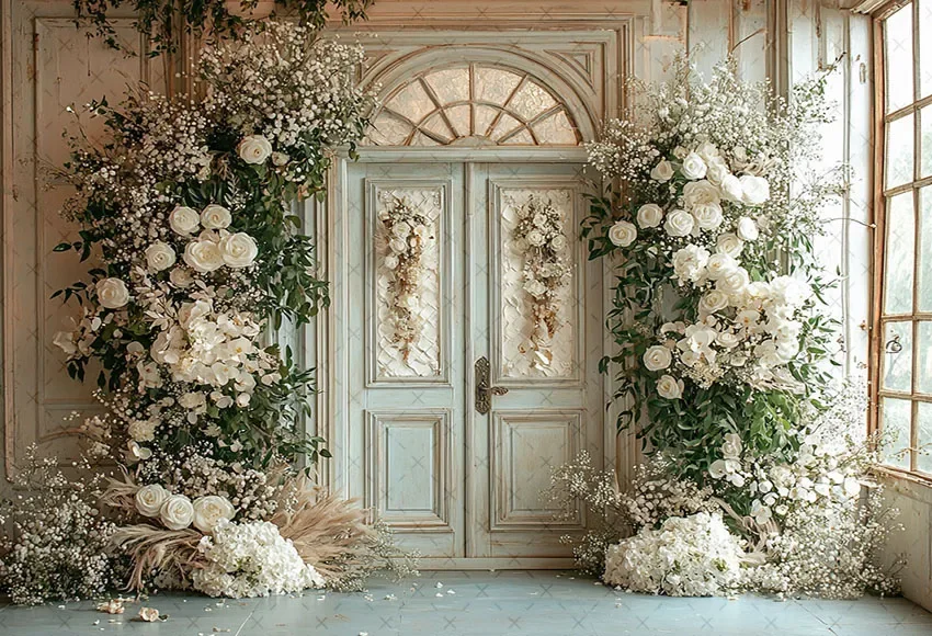 Mehofond التصوير خلفية الربيع الأبيض قوس الزهور الكبار الأمومة صورة حفلة عيد ميلاد ديكور خلفية استوديو الصور