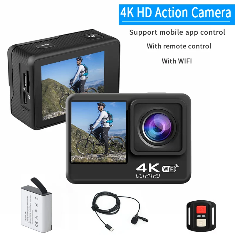 

4K30fps Action Sport Camera 2.0 Inch Screen WIFI Remote View Machine Outdoor Cycling Diving Mini Camera App DV