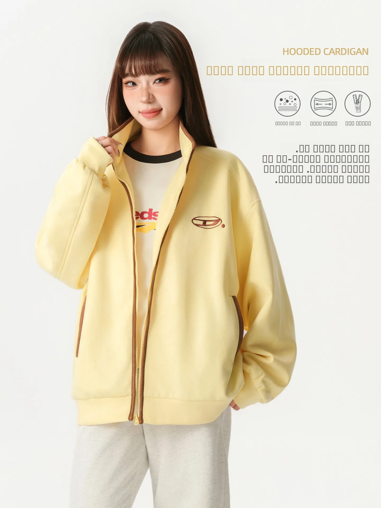 

Американский свободный кардиган-свитшот для женщин, повседневная верхняя одежда в университетском стиле, новинка весеннего сезона, с длинными рукавами