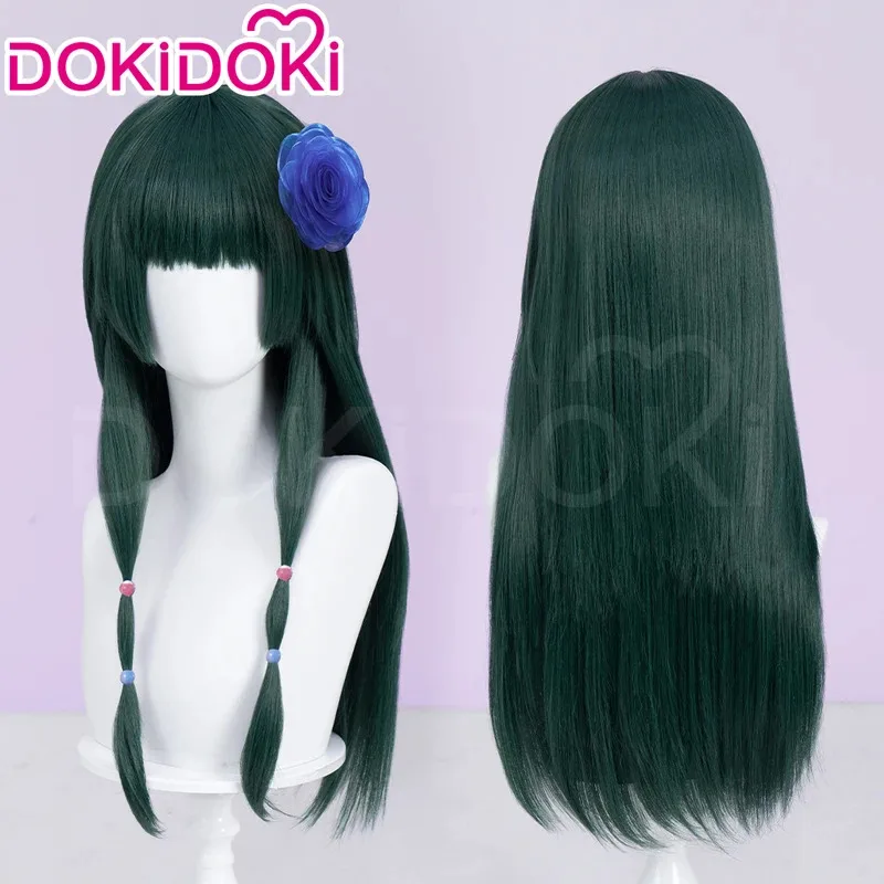 Maomao peruca anime a boticário diários dokidoki feminino 60cm verde enegrecido cabelo longo mao mao sapo peruca cosplay boné grátis