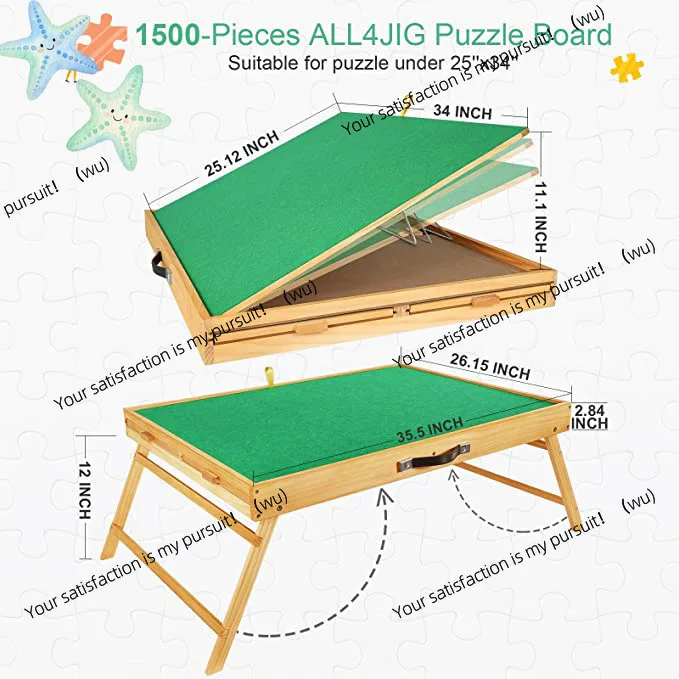 

ZOCI-1500 piece wooden puzzle table board, portable 4 drawers