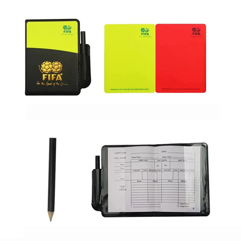 PVC Red Card Yellow Card Soccer Referee Supplies Holster Pencil Red Yellow Card Record Book