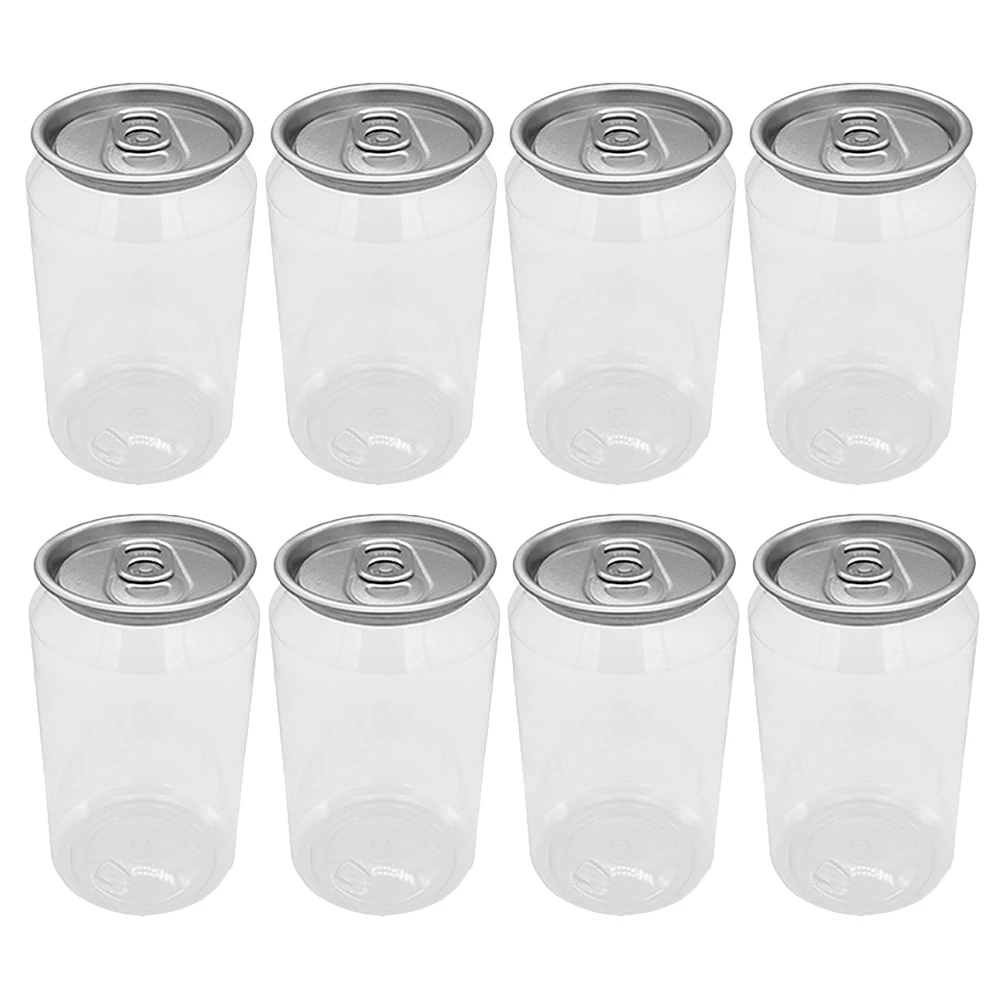 

8pcs PET Mini Milk Bottles Clear Plastic Disposable Drink Containers Juice Storage Travel Friendly Safe Food Grade Reliable
