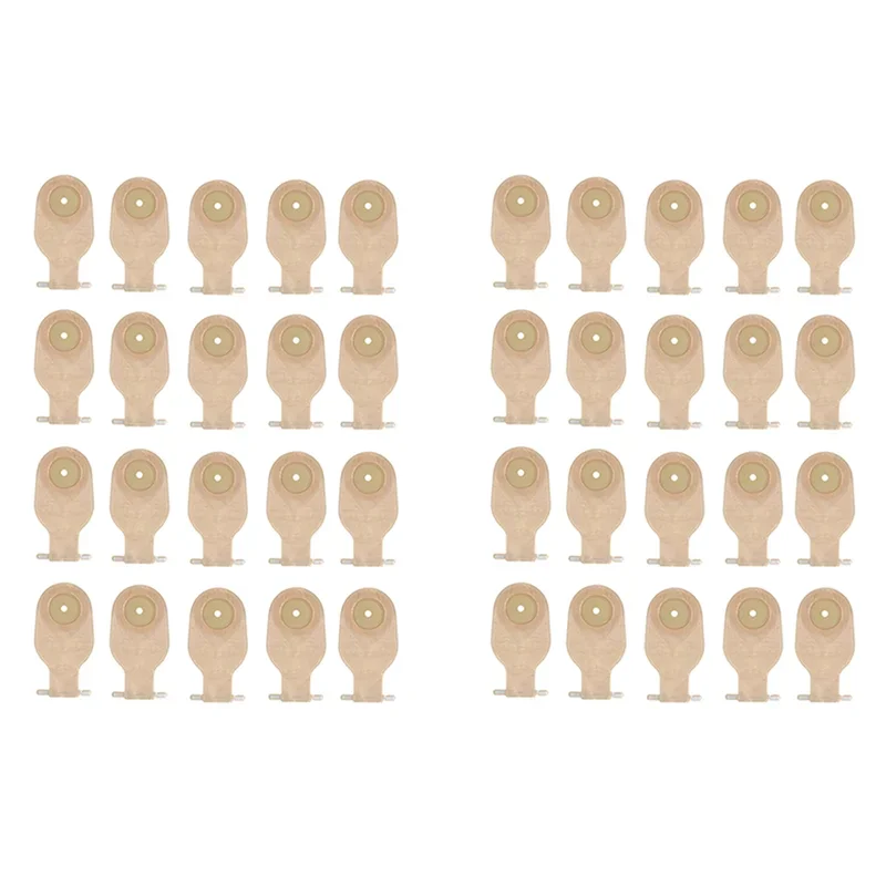 40Pcs Ostomy Bags Drainable Pouches for Colostomy Stoma Ileostomy Care 20-60Mm Drain Valve Colostomy Bags-AT36