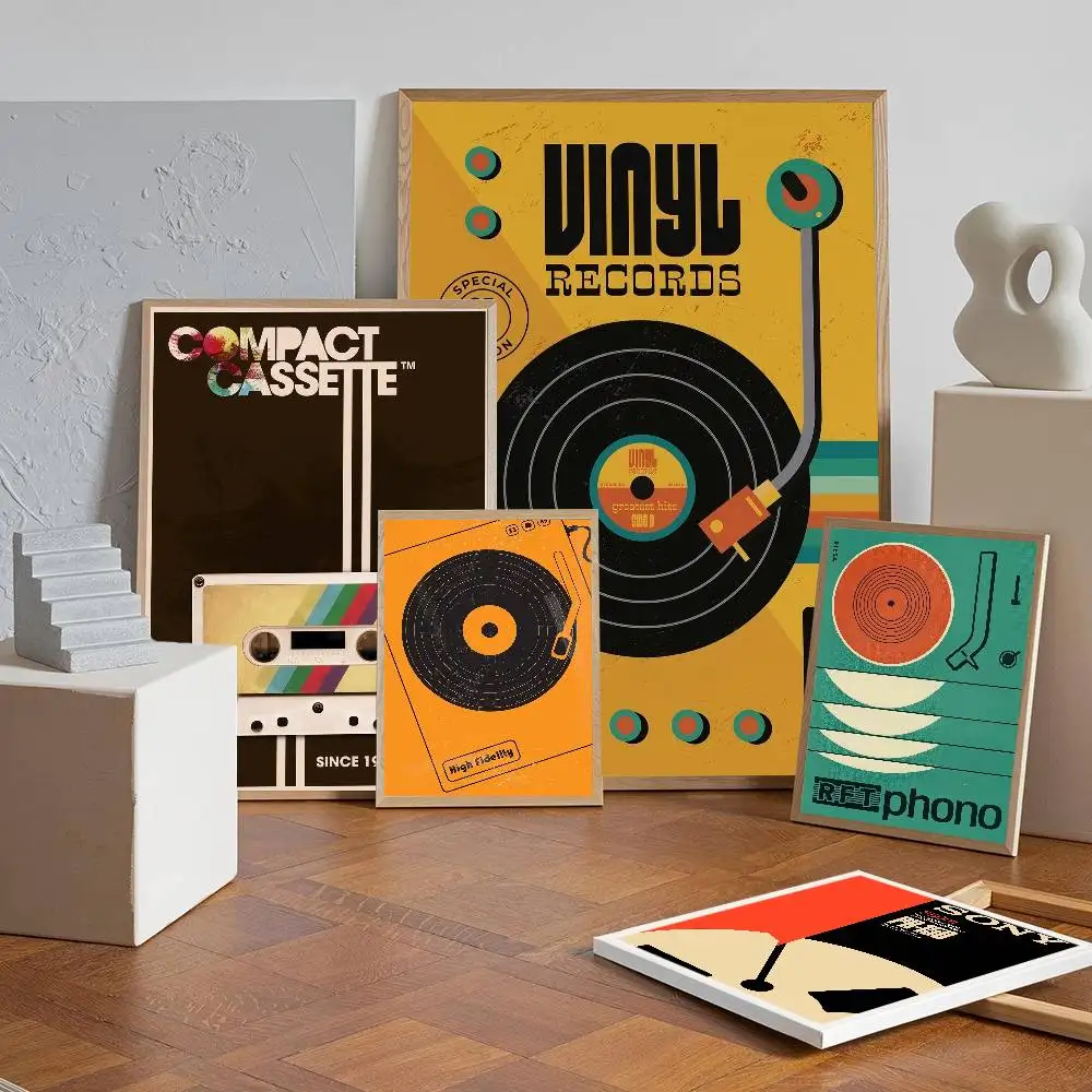 Mid Century Retro Vinyl Records Movie Sticky Posters Vintage Room Bar Cafe Decor Nordic Home Decor