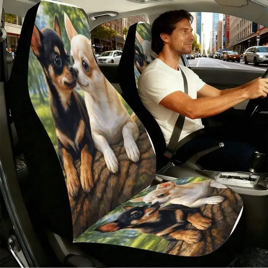 

Cute Chihuahua Puppy Car Seat Cover For Front Seats High Back Universal Fit Sedans SUVs Trucks