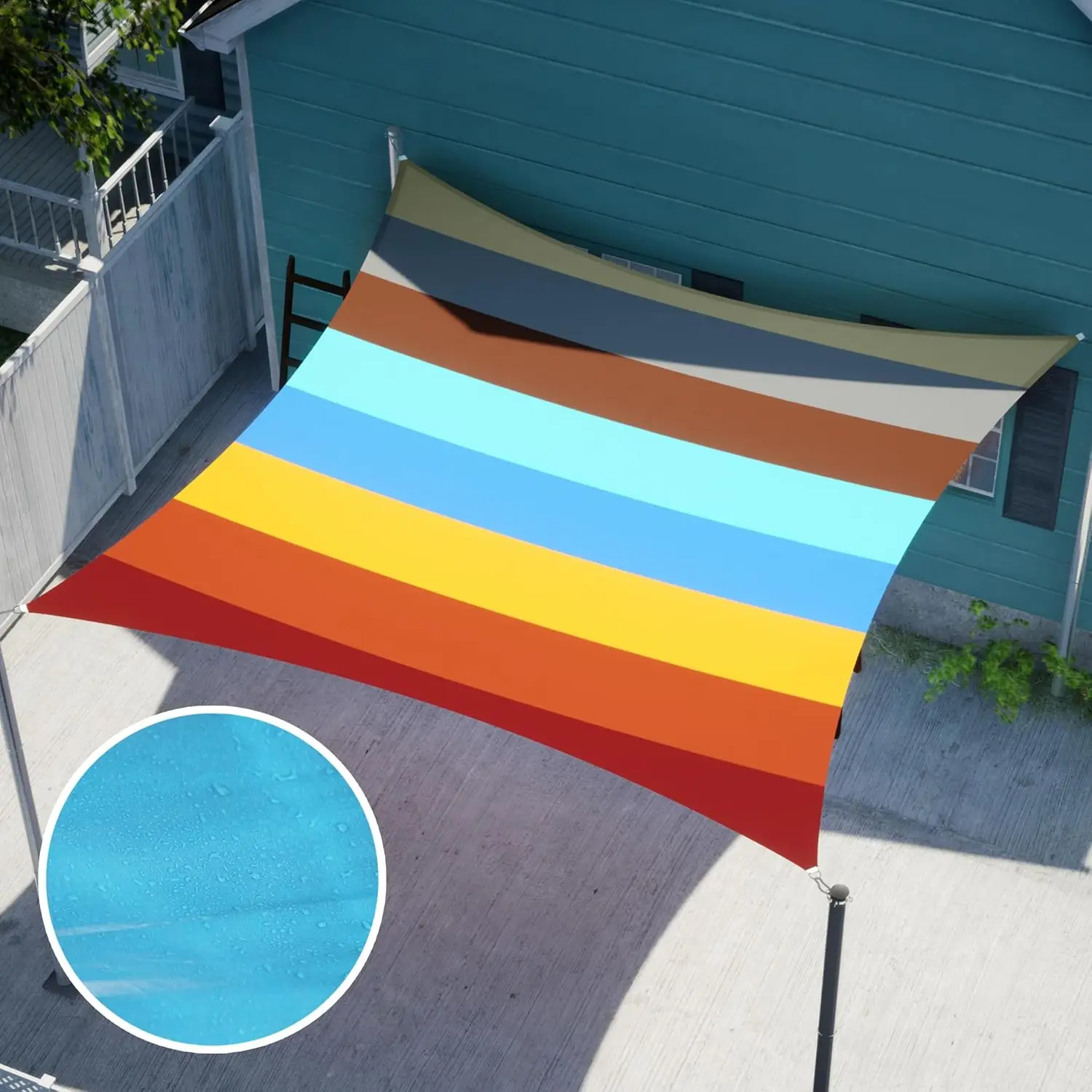 14' x 17' Rainbow Rectangle Square Waterproof Sun Shade Sail UPF50+ Canopy Awning 98% UV Blockage Water Resistant Patio Garden