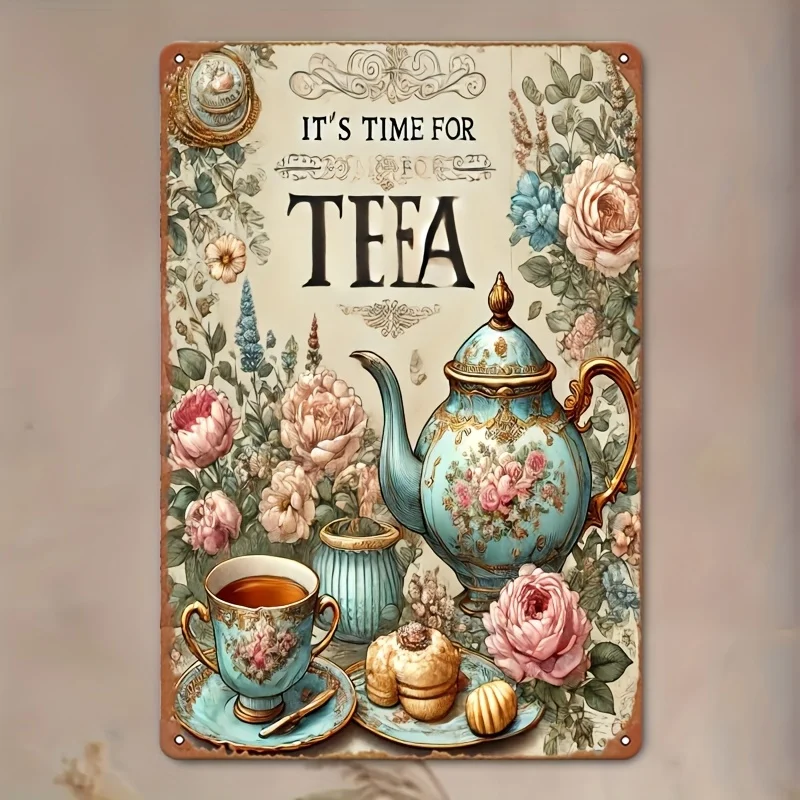 2D Flat - Vintage Afternoon Tea Metal Sign - 