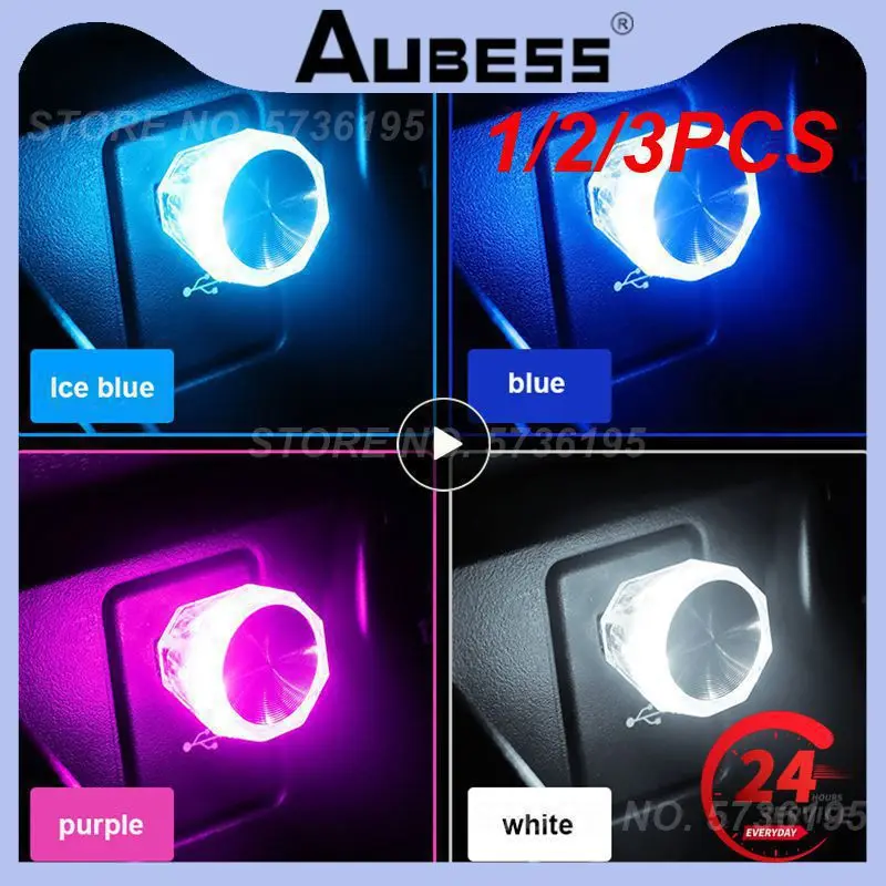 1/2/3PCS Car USB Atmosphere Lamp Wireless Flash Colorful Lights Auto Decoration Lighting Night Lights Computer Mobile Power