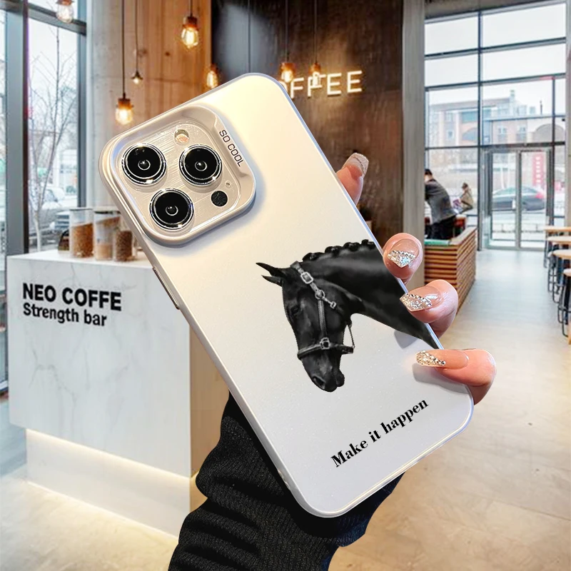 حافظة هاتف على شكل حصان لهاتف آيفون 17 AIR 16 15 14 13 Pro 12 11 Pro Xs X XR Max حافظة ليزر صلبة من البولي كربونات + غطاء خلفي-S741P1 #1