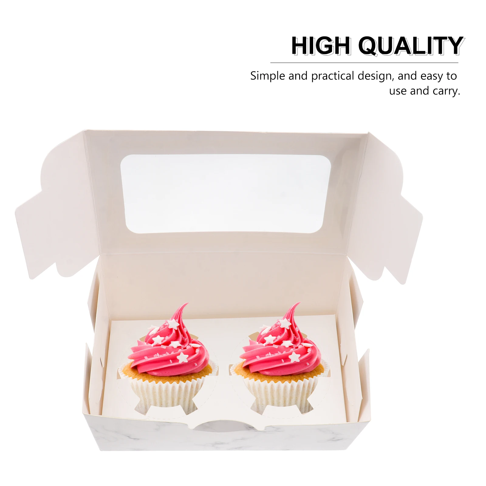 

10pcs Cake Boxes Muffin Containers Eco Friendly Paper Sturdy Simple Structure Clear Windows Baking Goods Party