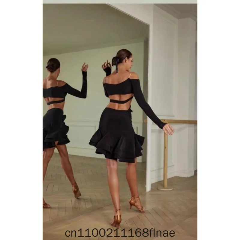 New Latin Dance Half Skirt Premium Edition Women's Stage Performance Latin Dance Practice Clothes with Underwear