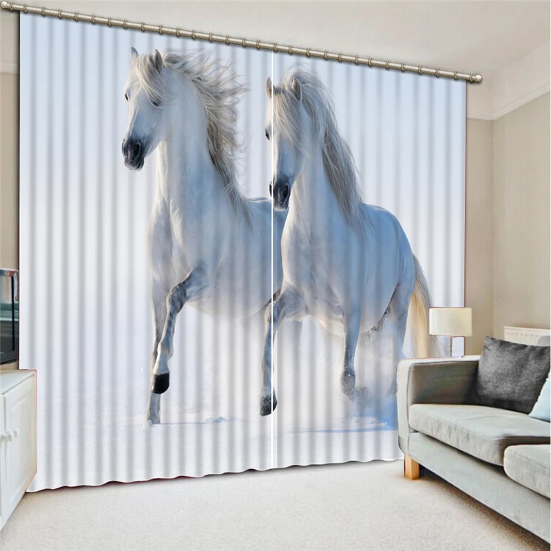 3D Print white animal curtains  Pattern thick blackout  Window Curtain for Kid Childern Boy Bedroom Living Room Home Hook