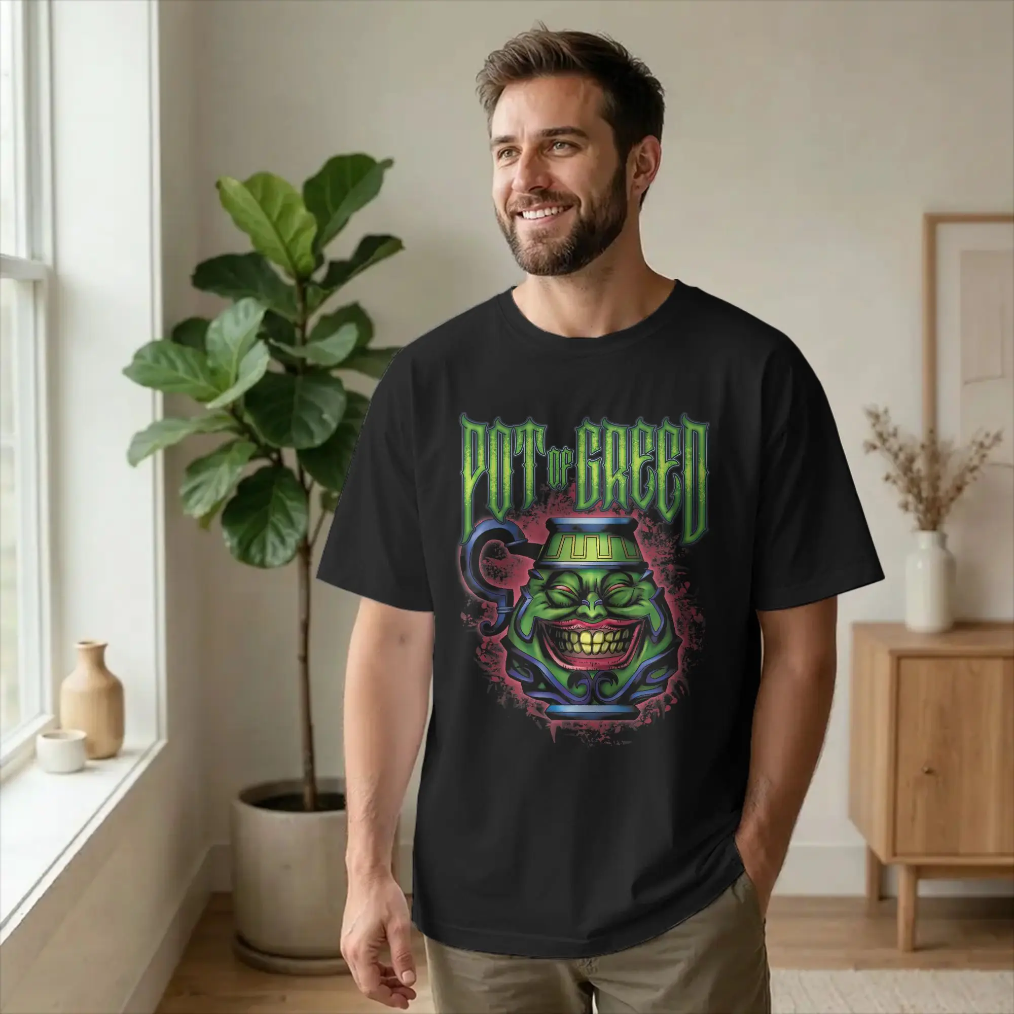Men's T-Shirts Yugioh Duel Monsters Pot of Greed Funny 100% Cotton Tee Shirt Short Sleeve Anime T Shirt O Neck merch Gift Idea