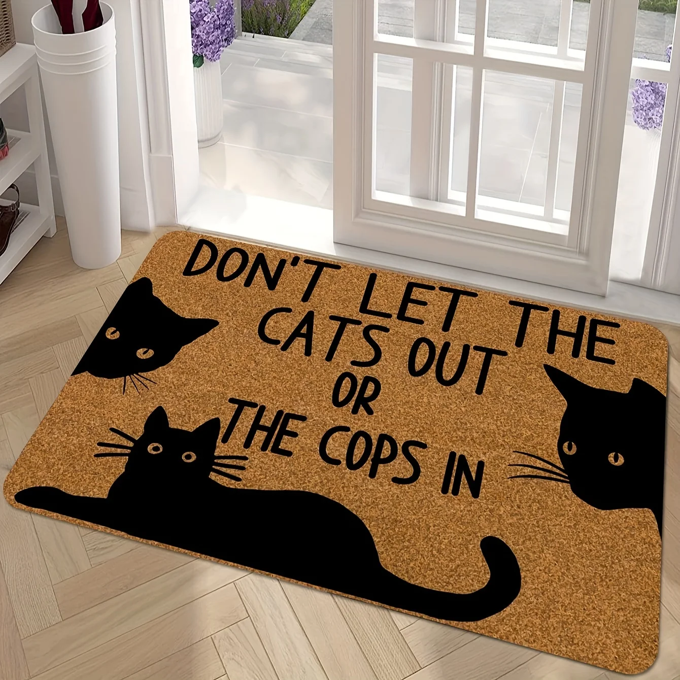 VIKAMA Cartoon Black Cat Rug Stain-Resistant Floor Mat Doormat Welcome Mat Bathroom Mat Rug For Bedroom Carpet For Live Room