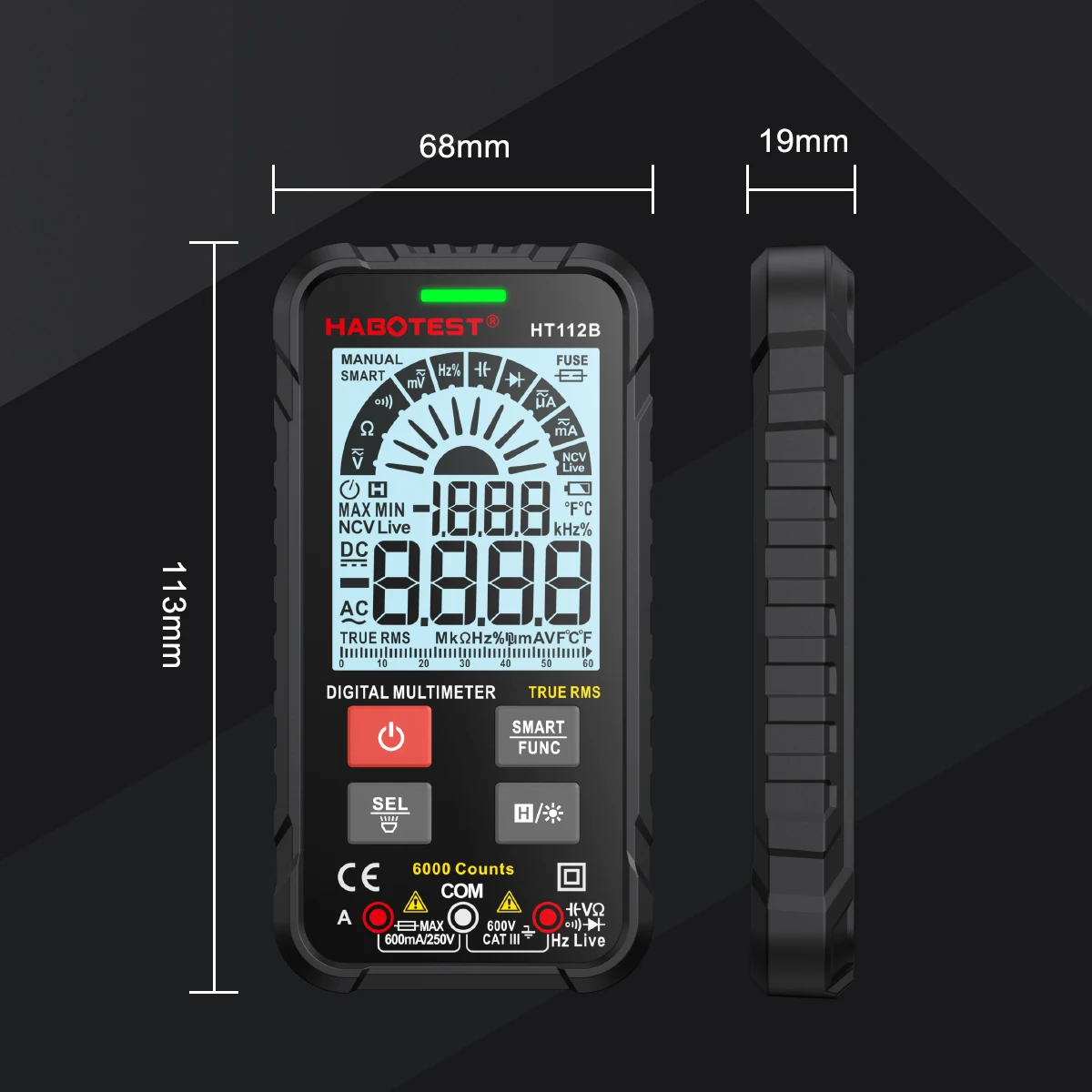 HABOTEST HT112B multimetro digitale intelligente gamma automatica voltmetro DMM True RMS misuratore di tensione NCV 4000 conteggi Smart Multitester