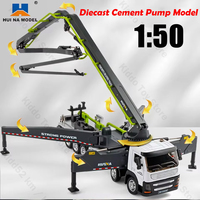 Huina 1:50 Diecast Cement Pump Truck Model Concrete Conveyor Pump Truck Cement Transport Engineering Vehicle Car Model Kids Gift