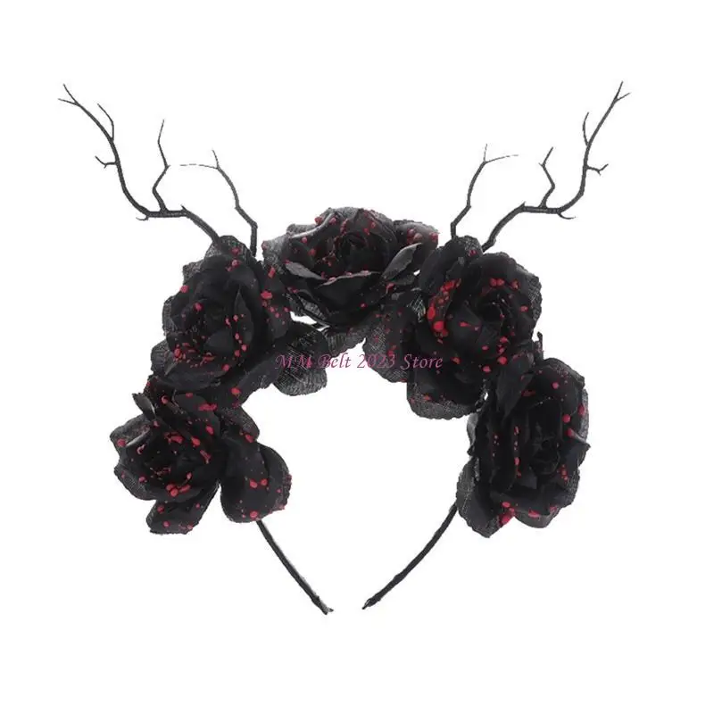 49ME 죽은 자의 날 머리띠 의상 장미 해골 머리띠 할로윈 왕관 왕관