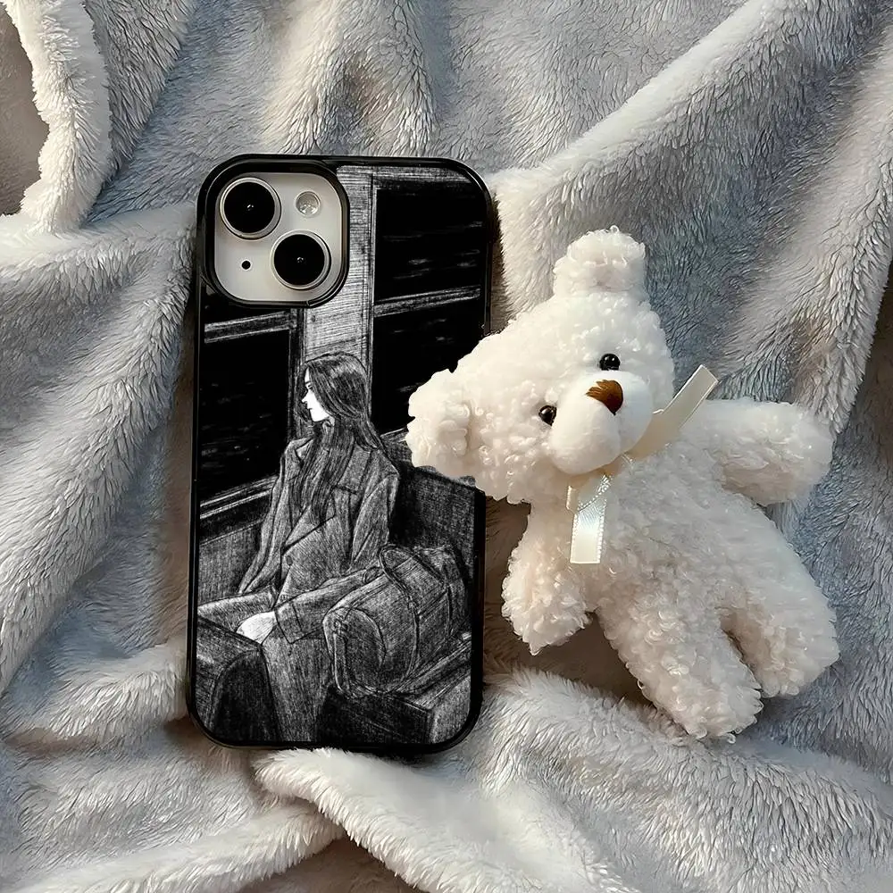 

tp_p_pt Long-haired woman Phone Case For iphone black Hard Plastic 17 Air 16 15 14 13 12 11Pro Max PC TPU Cover