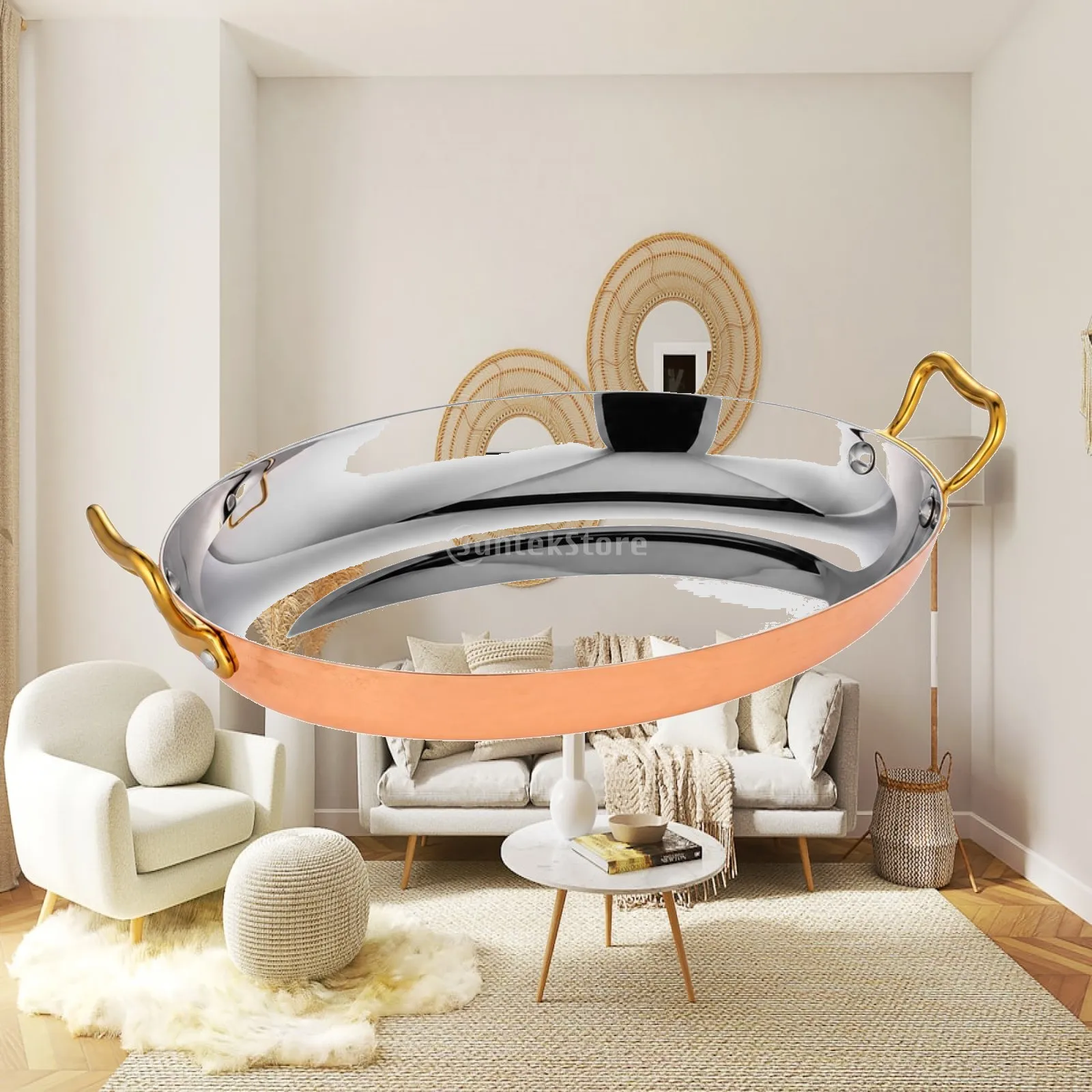 Reflective Stainless Steel Oval Serving Platter for Presenting Steak and Western Style Dishes