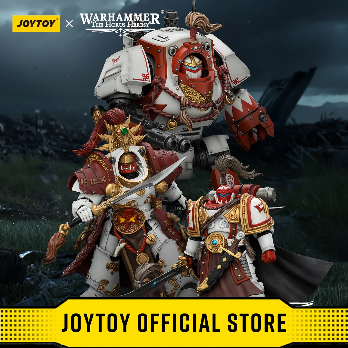 

Фигурки JOYTOY Warhammer "The Horus Heresy" 1/18: White Scars, Qin Xa, Hibou Khan, Contemptor, Dreadnought