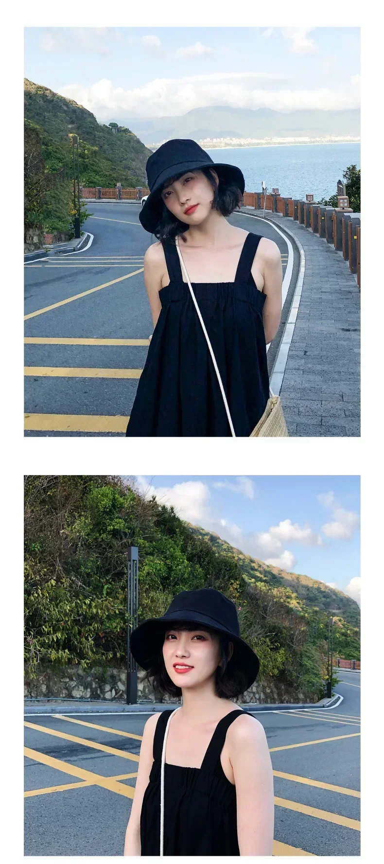 1 Pcs Summer Bucket Hat Big Wide Brim Outdoor Soft Cotton Solid Color Sun Hats Portable Foldable Cap Sun Protection Protection image 5