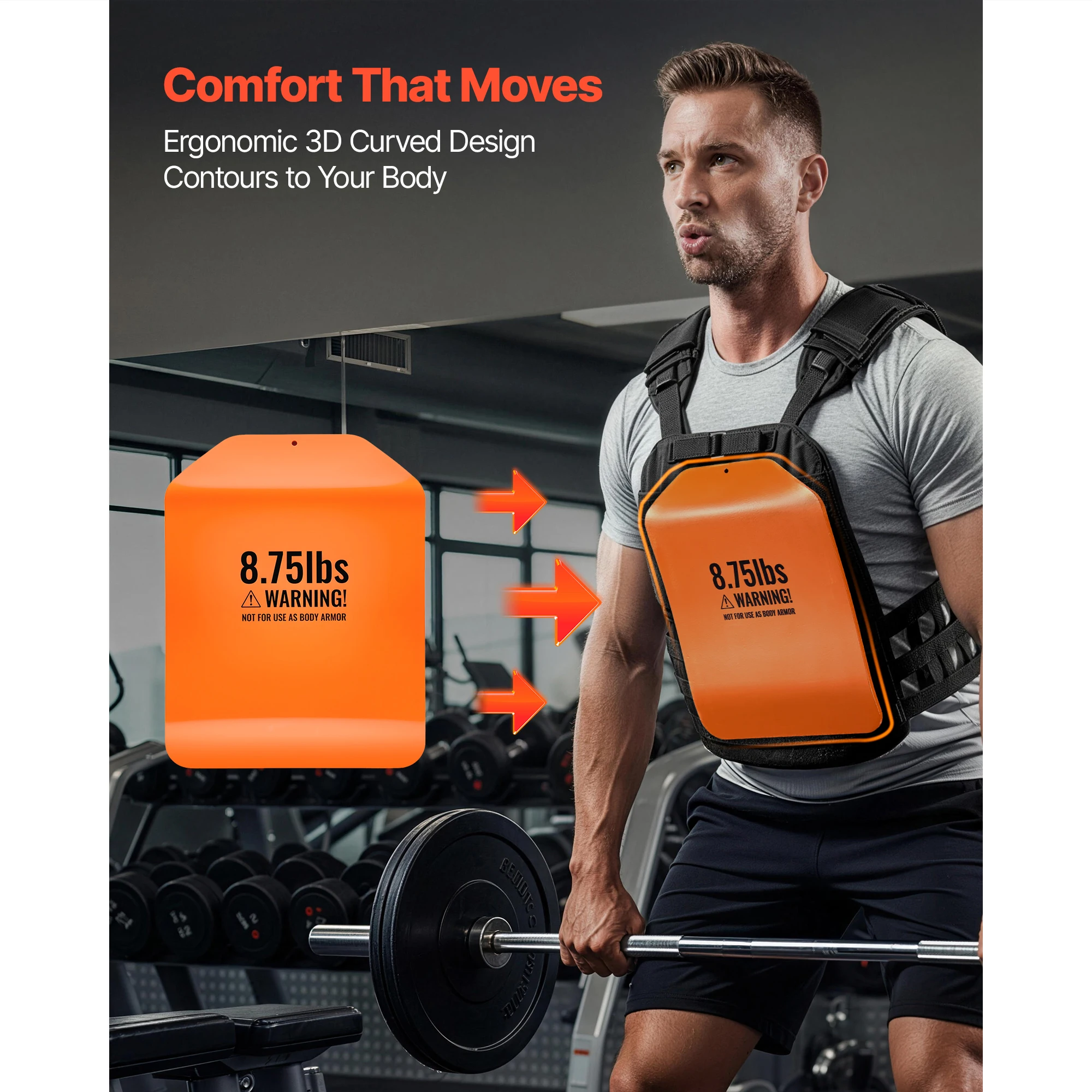 SucceBuy Curved Weight Vest Plates 5.75/8.75 LB Pairs Steel Tactical Weighted Plates for Vest for Strength Endurance Training