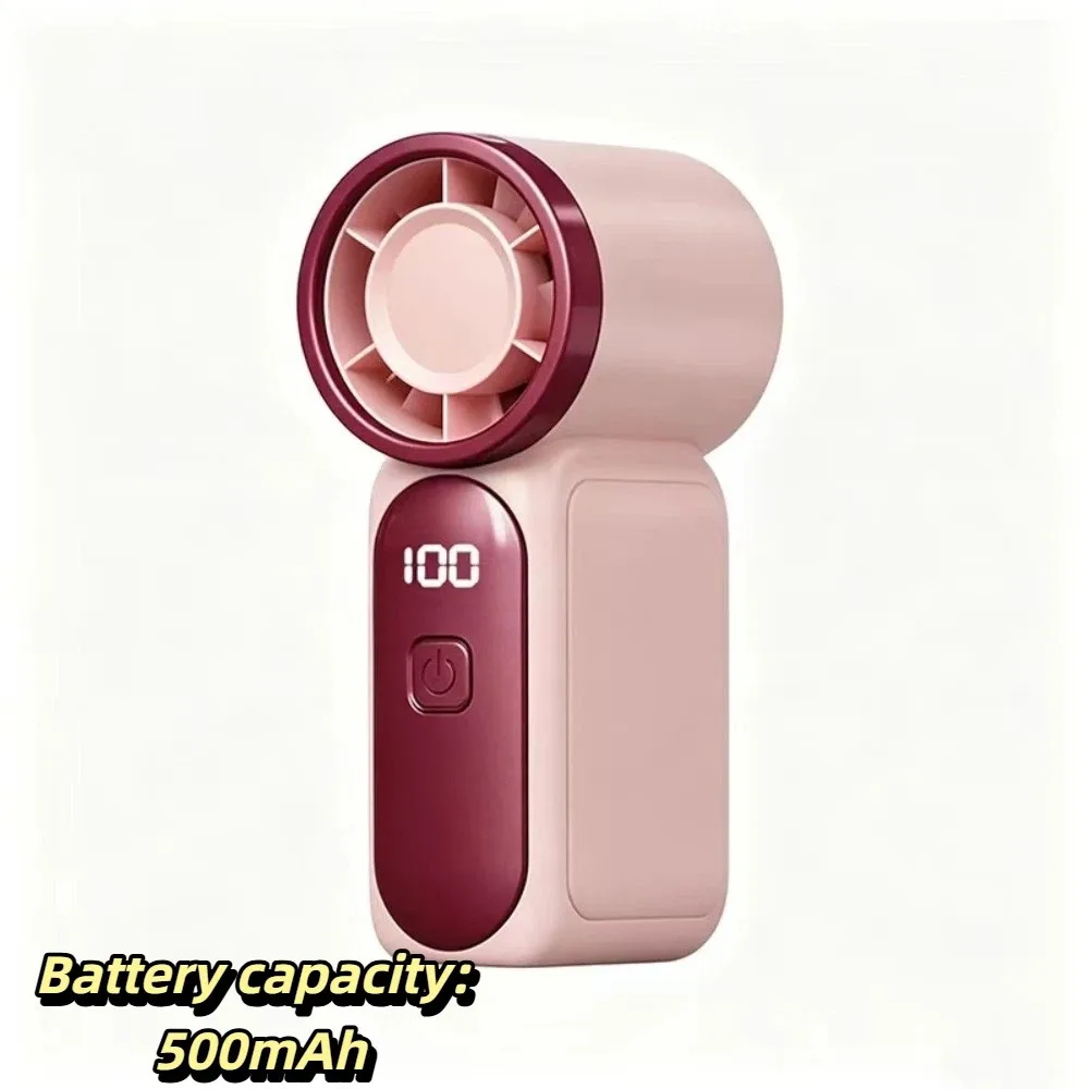 6 Gear Wind Mini Portable Fan LED Display Battery Operated USB Rechargeable Fan Adjustable Wind Speeds Compact Pocket-Sized