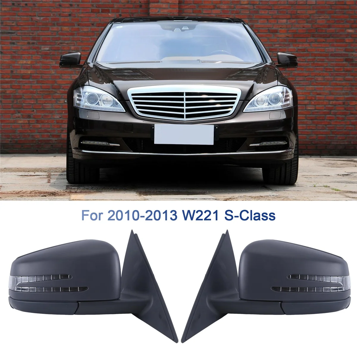 Left Side Door Power Rear View Mirror Assembly Primer for Mercedes Benz W221 S Class S300 S400 S500 S550 2010-2013