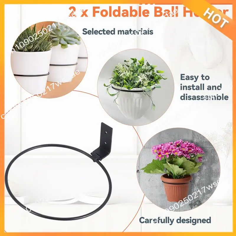 X08A 2 Pack Foldable Ball Holder Wall Mounted,Sports Ball Display Rack For Basketball Volleyball Rugby Soccer Football