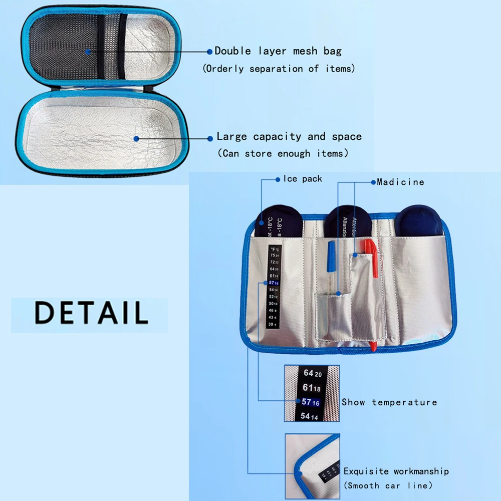 Medical Cooler Travel Pocket Packs Pouch Drug Freezer Box For Diabetes EVA Insulin Pen Case Cooling Storage With Three gel
