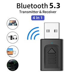 4 in1 Bluetooth 5.3 Audio Receiver Transmitter Stereo USB Dongle 3.5mm AUX RCA Wireless Adapter for Car Kit TV PC Headphone