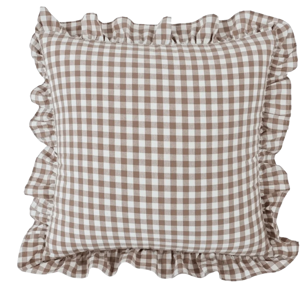 Square Shape Ruffled Cushion Cover 30x50cm Ruffled Edge Plaid Cushion Cover Printed Pattern Soft Fabric Piping Pillowcase