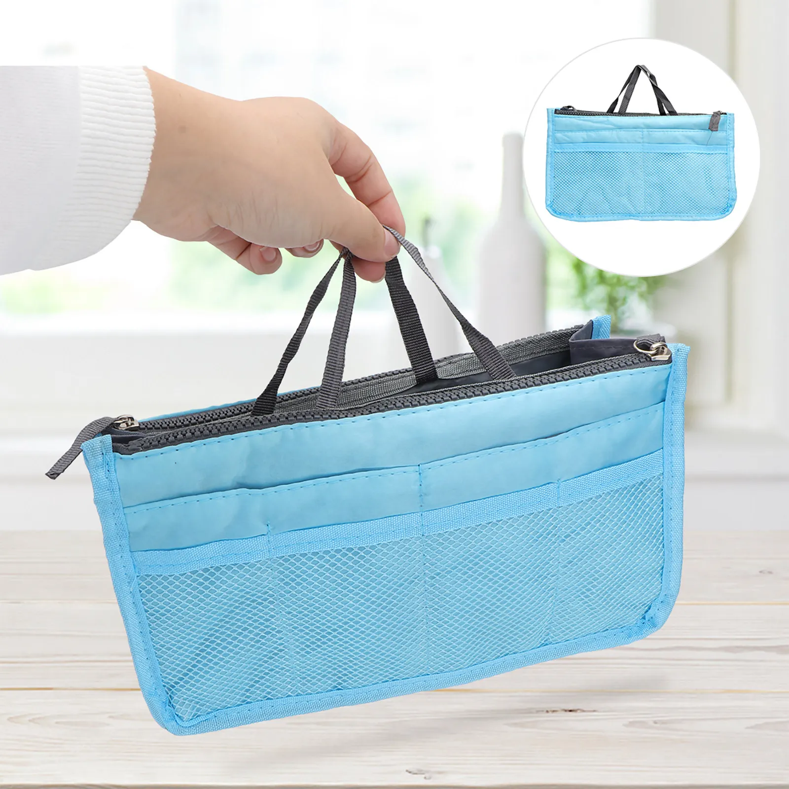 Double Zipper Storage Bag Portable Compact Wash Bag for Travel Home Bathroom Sundries Toiletries Organizer Cell Phone