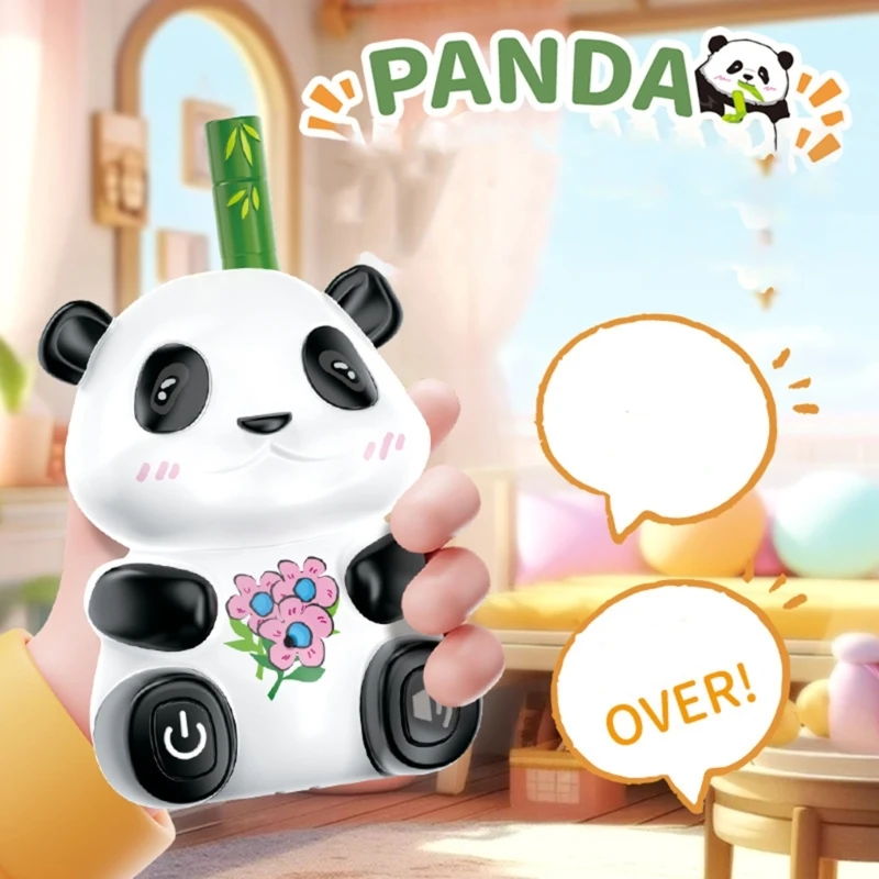 Panda Walkies Talkie Educational Toy with 1KM Distance Kids Hiking Camping Toy Cartoon Panda Intercom Gifts Electronic To