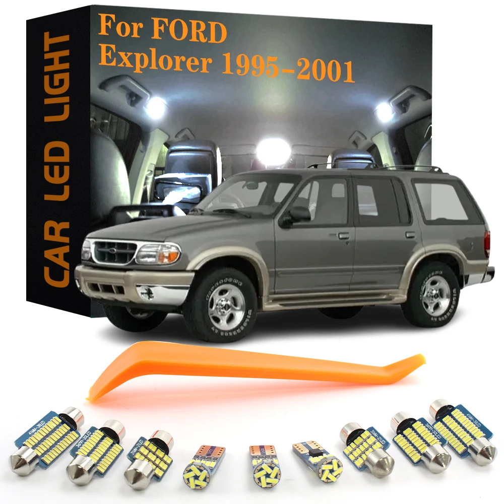 10pcs Canbus Car Accessories LED Interior Lights For Ford Explorer 1995 1996 1997 1998 1999 2000 2001 No Error Auto Lamps Bulb