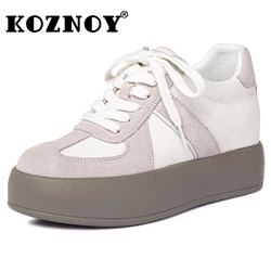 Fujin 7cm panno pelle scamosciata sintetica vera pelle donna piattaforma zeppa signore Chunky Sneakers alta moda di marca Vulcanize scarpe