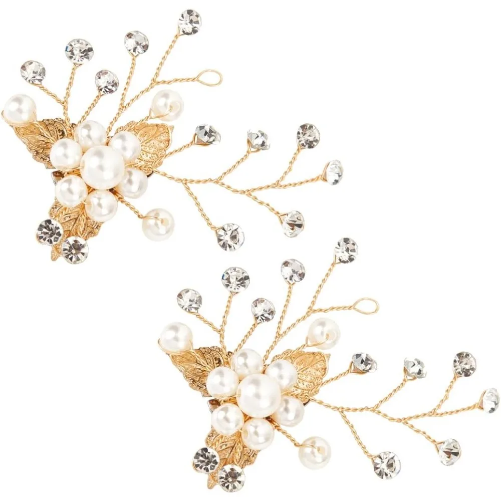 

2 PCS Pearl Shoe Clips Flower Shoe Buckles with Imitation Pearl Rhinestones Light Flower Pearl Shoes Charms Rhinestone