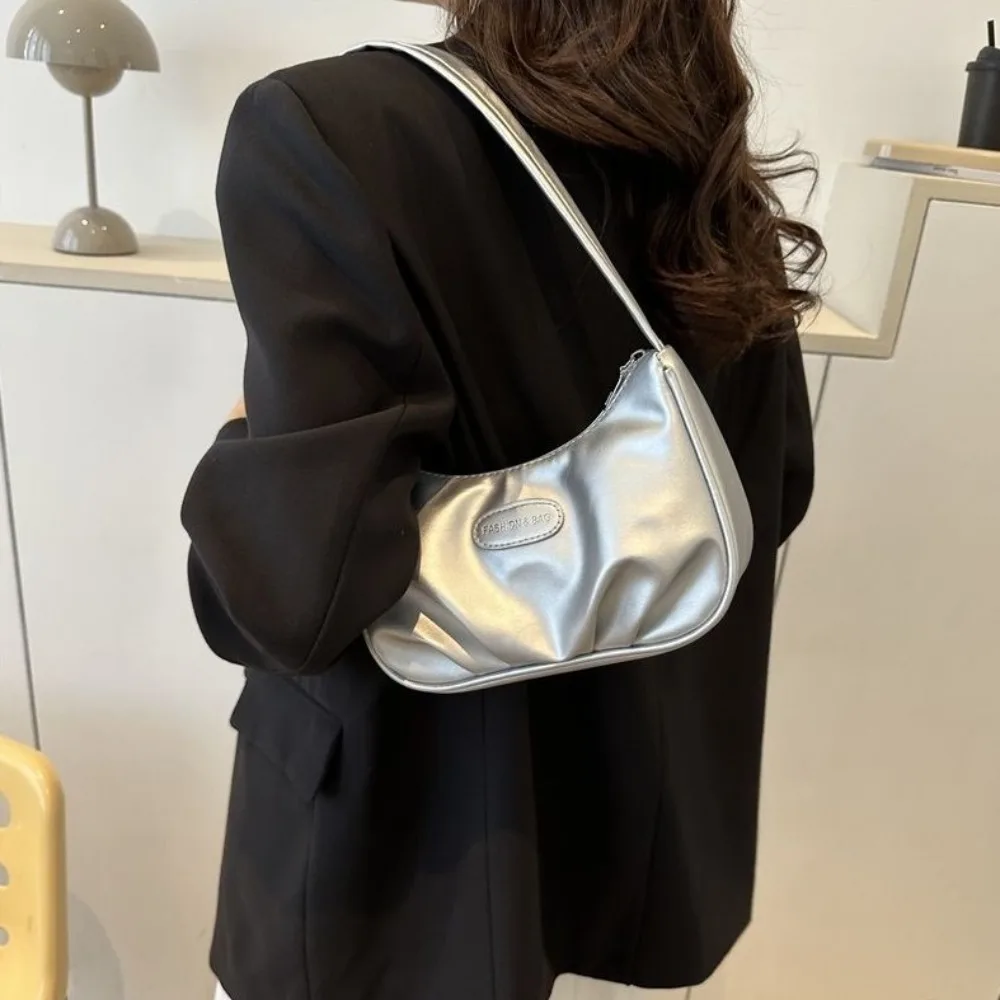 

Сумка-полумесяц из ПУ кожи, большая вместительная сумка для телефона в стиле Y2K, сумка на плечо, сумка для косметики и помады, кожаная сумка с надписью, для улицы