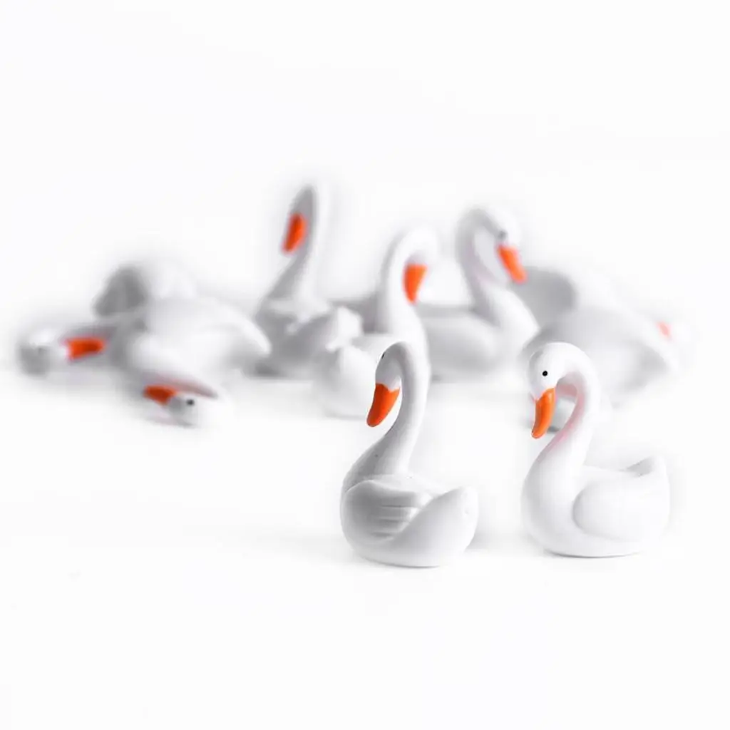 2-4pack 10pcs Miniatures Swan Statue Figurine Micro Ornament DIY Crafts Decor