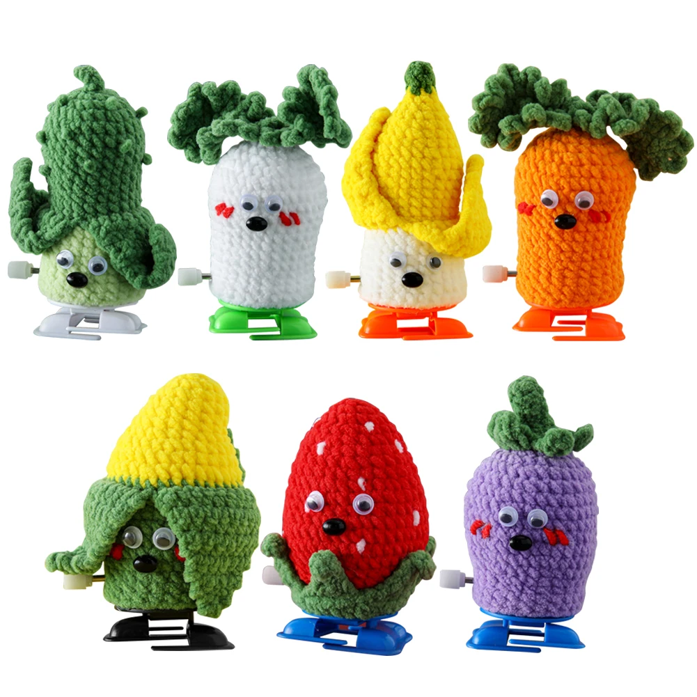 Walking Cute Fruits Toys 8cm Whimsical Action Fruit Toy Creative Hand-Crocheted Vegetable Dolls Gifts for Friends Family